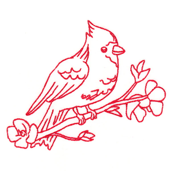 Birds & Blooms Cardinal (Redwork) - Image 4