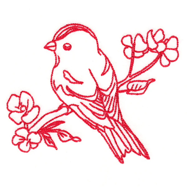 Birds & Blooms Goldfinch (Redwork) - Image 2