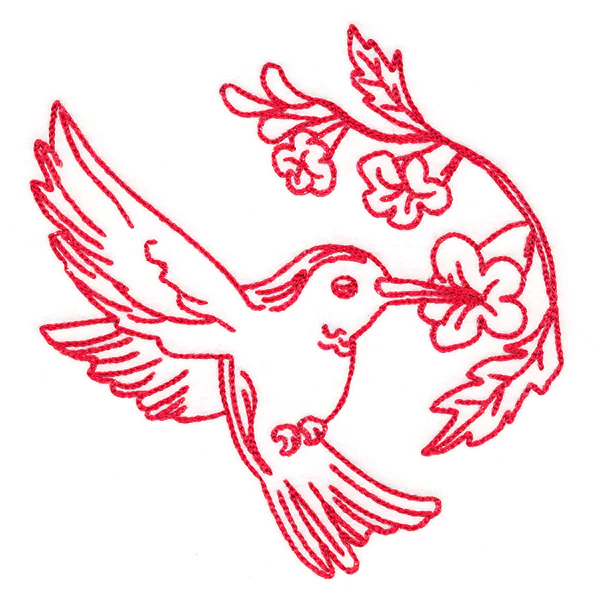 Birds & Blooms Hummingbird (Redwork) - Image 2