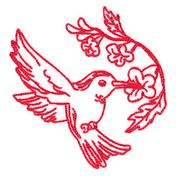 Birds & Blooms Hummingbird (Redwork) - Image 3