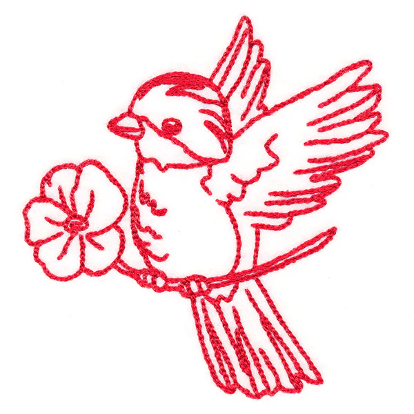 Birds & Blooms Robin (Redwork) - Image 3