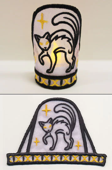 Black Cat Tea Light Wrap (In-the-Hoop)