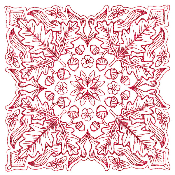 Blissful Oak & Acorns Kaleidoscope Square - Image 3