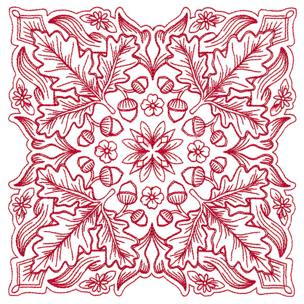 Blissful Oak & Acorns Kaleidoscope Square - Image 5