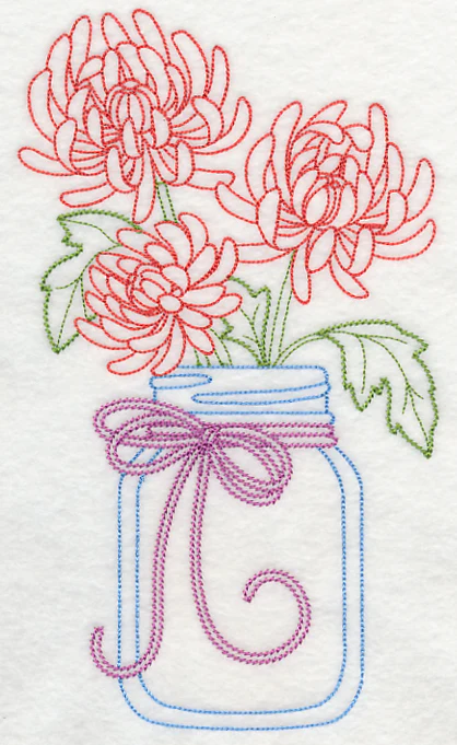 Blooming Chrysanthemums in Mason Jar (Vintage)