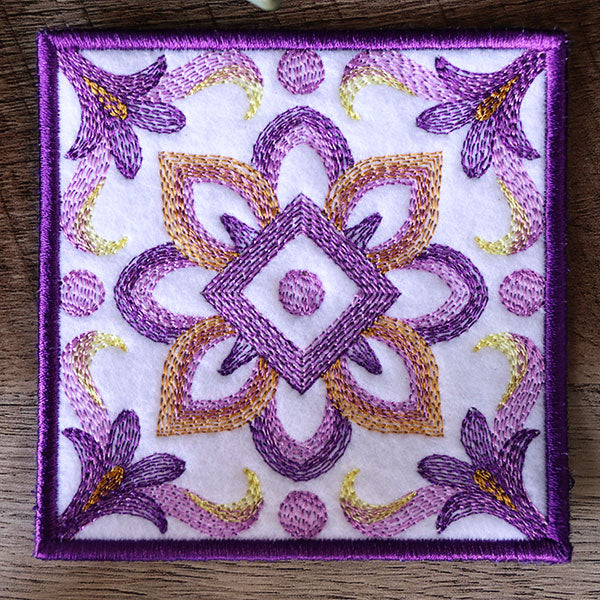 Blooming Color Theory Square Coaster (In-the-Hoop) - Image 3