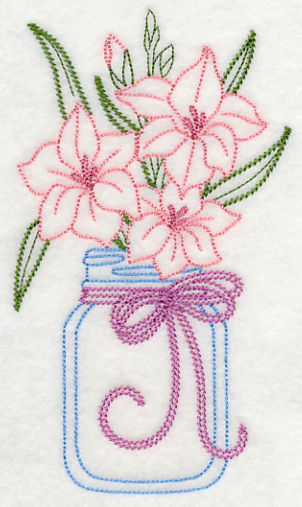 Blooming Gladiolus in Mason Jar (Vintage) - Image 3
