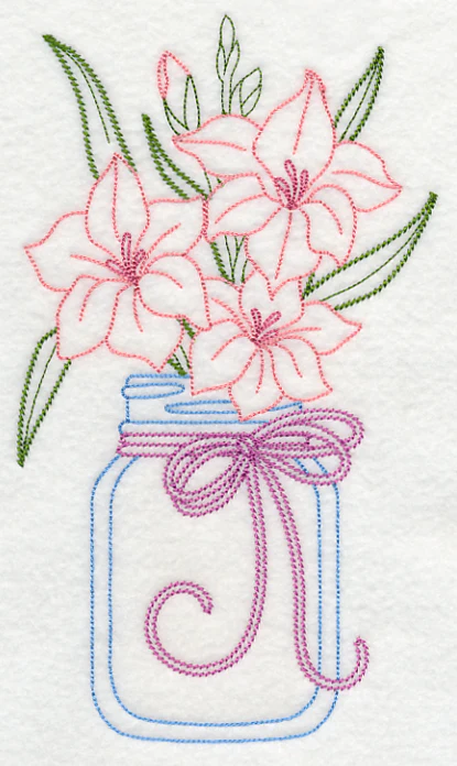Blooming Gladiolus in Mason Jar (Vintage) - Image 5