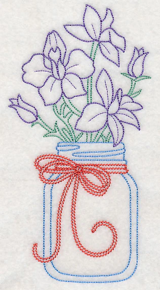Blooming Larkspurs in Mason Jar (Vintage) - Image 2