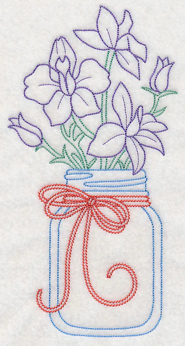 Blooming Larkspurs in Mason Jar (Vintage) - Image 5