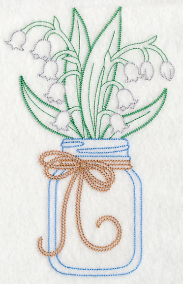 Blooming Lily of the Valley in Mason Jar (Vintage) - Image 2