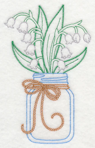 Blooming Lily of the Valley in Mason Jar (Vintage) - Image 3