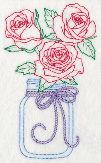 Blooming Roses in Mason Jar (Vintage) - Image 2