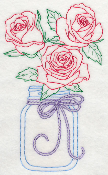 Blooming Roses in Mason Jar (Vintage) - Image 5