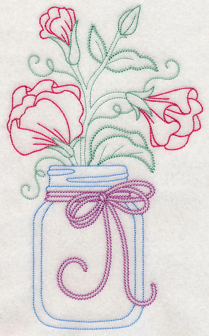 Blooming Sweet Peas in Mason Jar (Vintage) - Image 5