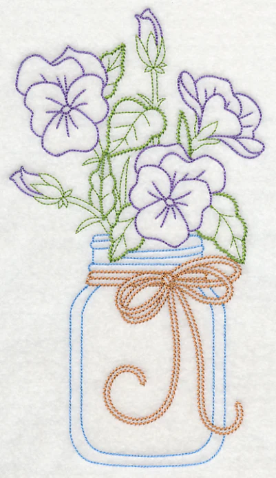 Blooming Violas in Mason Jar (Vintage)