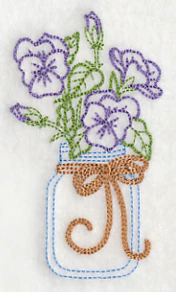 Blooming Violas in Mason Jar (Vintage) - Image 4