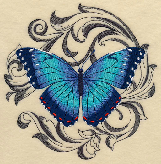 Blue Morpho with Baroque Background - Image 2