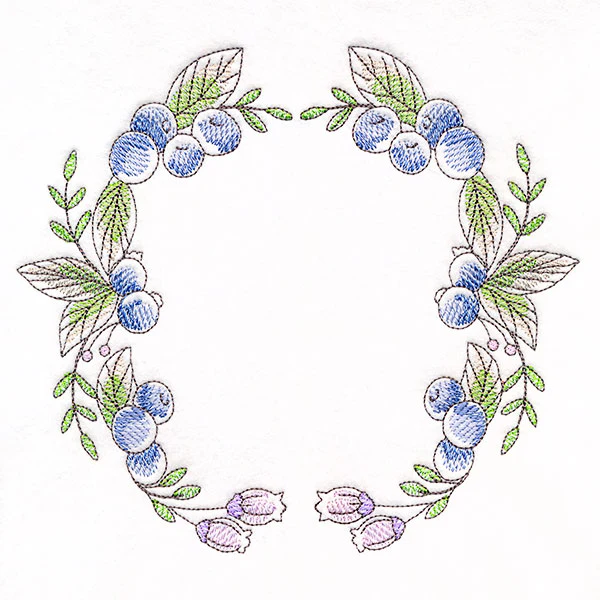Blueberries and Flowers Wreath