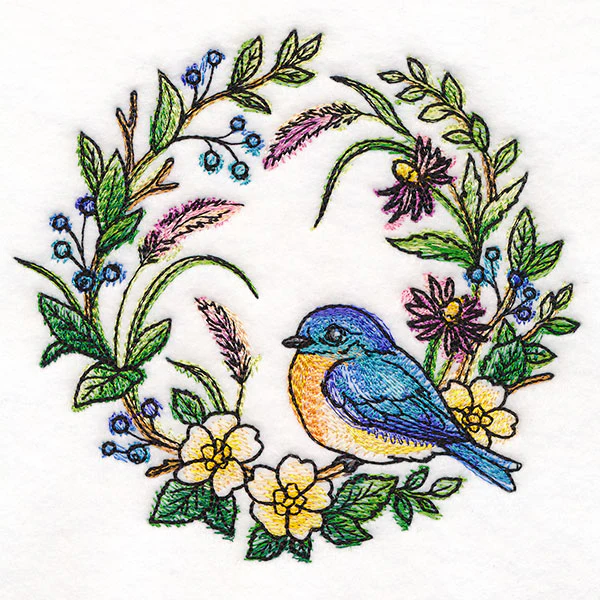 Bluebird in Flowers Wreath - Image 3
