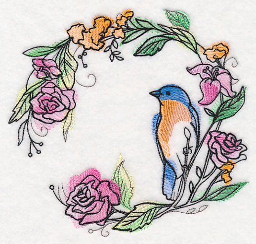 Bluebird Wreath in Watercolor - Image 2