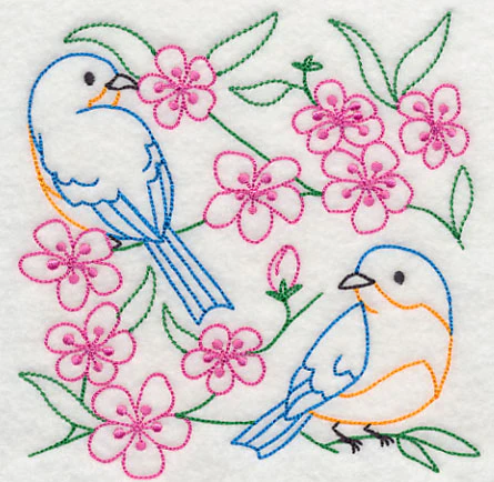 Bluebirds in Blossoms 2 (Vintage) - Image 3