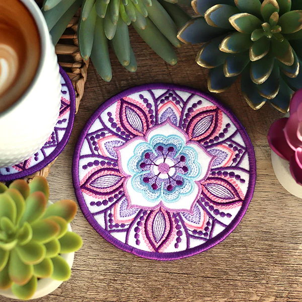 Bohemian Kaleidoscope Flower Coaster (In-the-Hoop) - Image 10