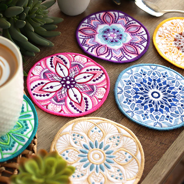 Bohemian Kaleidoscope Flower Coaster (In-the-Hoop) - Image 12