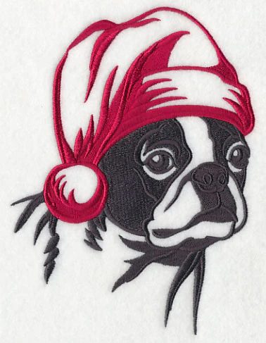 Boston Terrier Silhouette with Santa Hat - Image 2