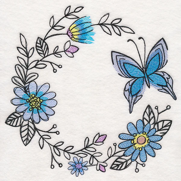 Botanical Blooms Butterfly Wreath in Watercolor - Image 6