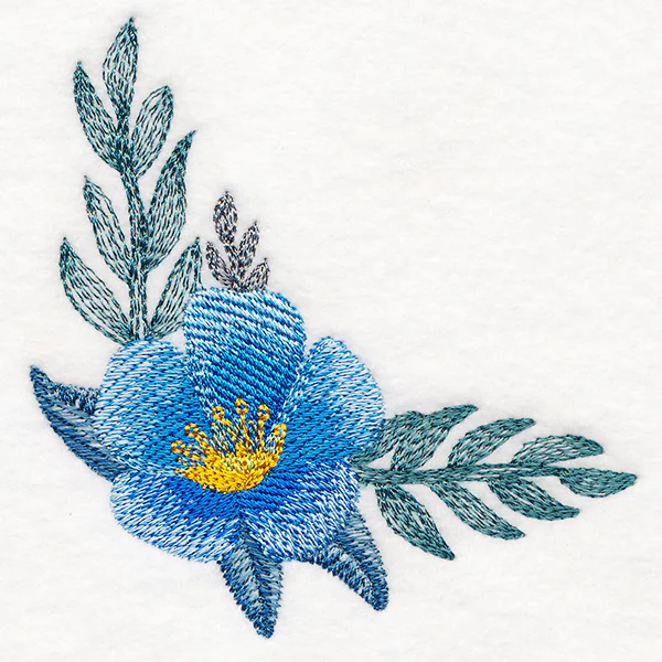 Botanical Blues Flower Corner in Watercolor - Image 2