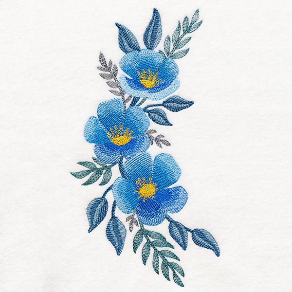 Botanical Blues Flower Spray in Watercolor - Image 2