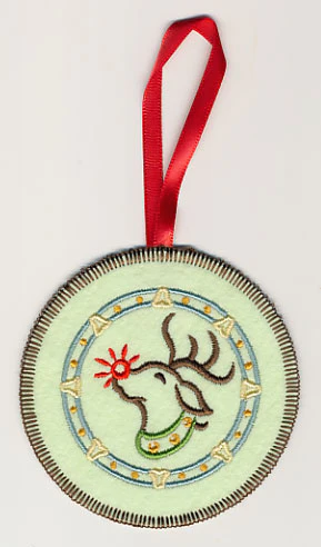 Bright Rudolph Circle Ornament (In-the-Hoop)