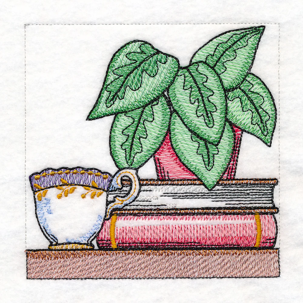 Build a Crafty Bookshelf Quilt - Plant and Teacup - Image 5