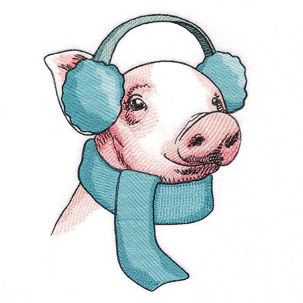 Bundled Up for Winter - Pig - Image 3