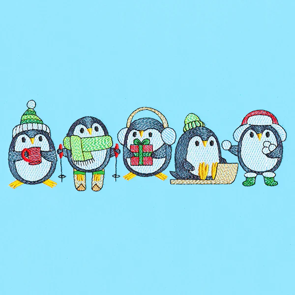 Bundled-Up Penguin Border - Image 3