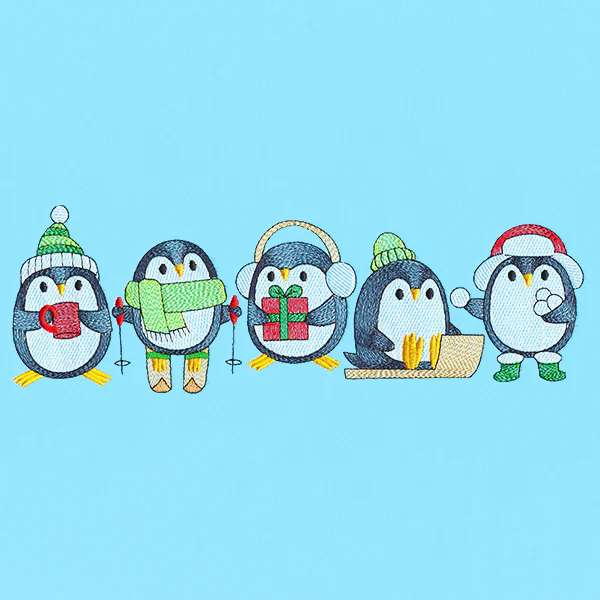 Bundled-Up Penguin Border - Image 5