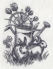 Bunnies and Watering Can - Image 2