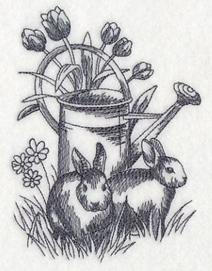 Bunnies and Watering Can - Image 3