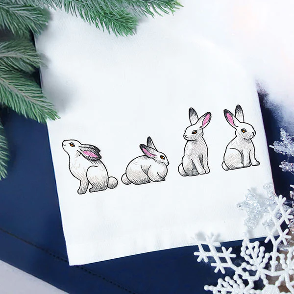 Bunnies in Winter Border - Image 9