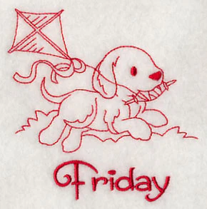 Busy Puppy on Friday (Redwork) - Image 2