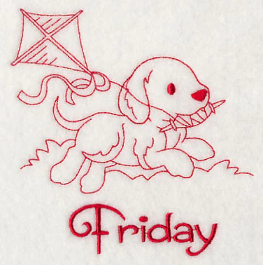 Busy Puppy on Friday (Redwork) - Image 3