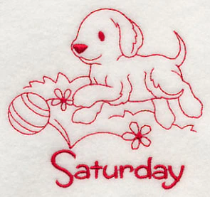 Busy Puppy on Saturday (Redwork) - Image 2