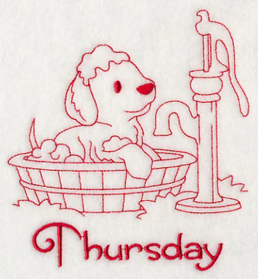 Busy Puppy on Thursday (Redwork)