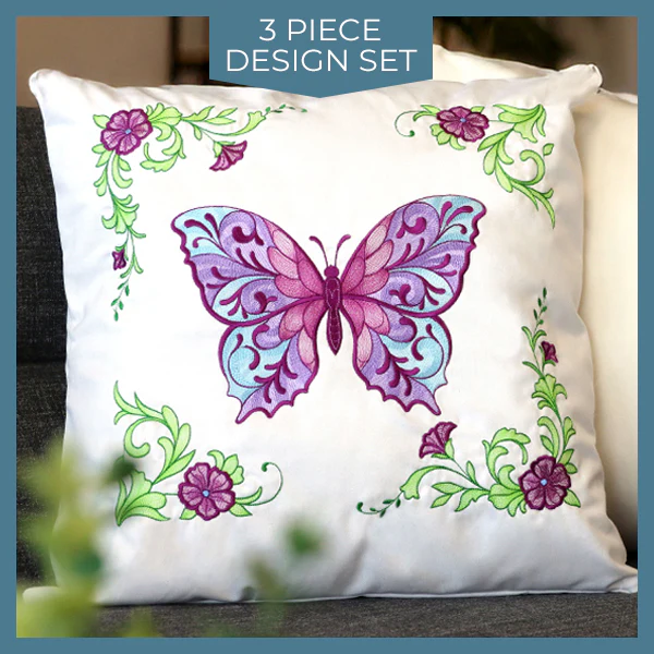 Butterfly & Flowers Pillow Pair - Image 13