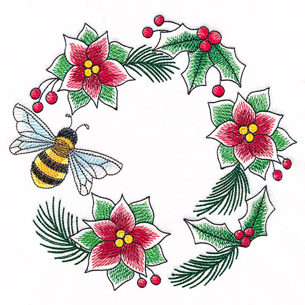 Buzzing Bee & Poinsettias Wreath - Image 4