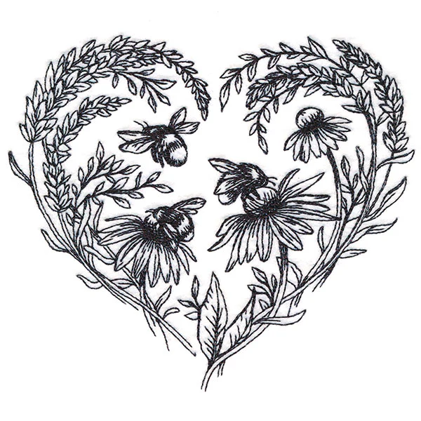 Buzzing Blossoms Heart Etching - Image 3
