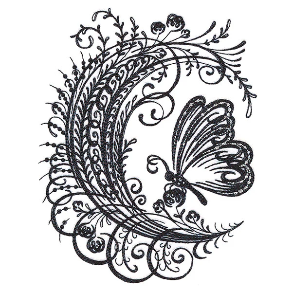 Calligraphic Monarch and Blooms - Image 5