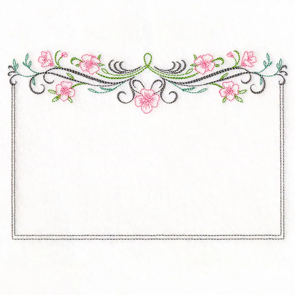 Calligraphy and Flowers Quilt Label - Image 2