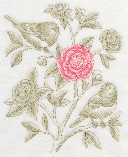 Camellia and Juncos (Toile)